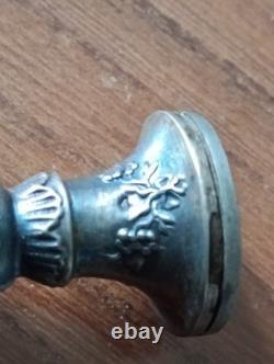 Antique solid silver seal, Minerva hallmark, 19th century, AD monogram