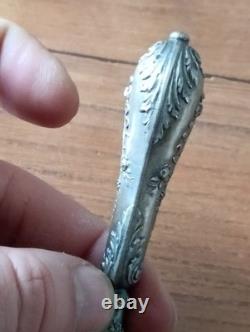 Antique solid silver seal, Minerva hallmark, 19th century, AD monogram