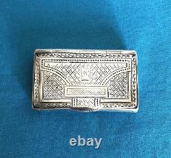Antique solid silver snuff box VIEILLARD tobacco box Case no MINERVE