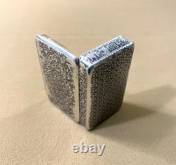 Antique solid silver snuff box / snuff container, MINERVA hallmark, niello decoration, 19th century
