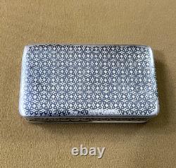 Antique solid silver snuff box / snuff container, MINERVA hallmark, niello decoration, 19th century