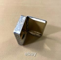 Antique solid silver snuff box / snuff container, MINERVA hallmark, niello decoration, 19th century