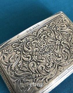 'Antique solid silver snuffbox VIEILLARD tobacco box MINERVE hallmark'