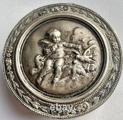 Antique solid silver snuffbox or tobaccobox with vermeil interior in the style of Louis XV