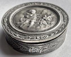 Antique solid silver snuffbox or tobaccobox with vermeil interior in the style of Louis XV