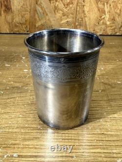 Antique solid silver tumbler, Minerva hallmark, 63.6 g, H 8 cm