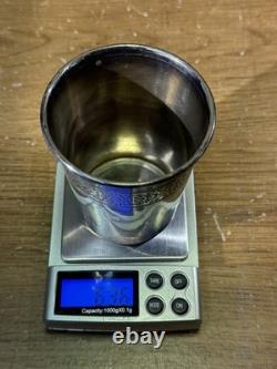 Antique solid silver tumbler, Minerva hallmark, 63.6 g, H 8 cm