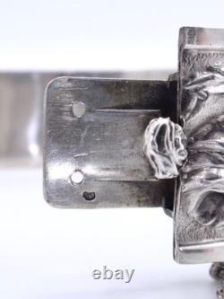 Antique sterling silver cuff bracelet with Art Nouveau rose decoration, circa 1900