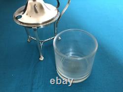 Antique tripod mustard pot in solid silver with first rooster hallmark, crystal without Minerva mark