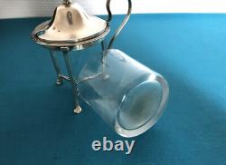Antique tripod mustard pot in solid silver with first rooster hallmark, crystal without Minerva mark