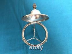 Antique tripod mustard pot in solid silver with first rooster hallmark, crystal without Minerva mark