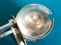 Antique tripod mustard pot in solid silver with first rooster hallmark, crystal without Minerva mark