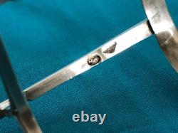 Antique tripod mustard pot in solid silver with first rooster hallmark, crystal without Minerva mark