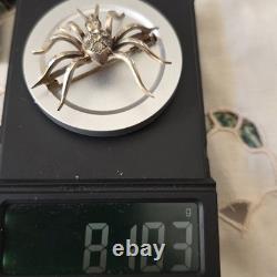 Antique vermeil silver and rhinestone spider brooch, circa 1900