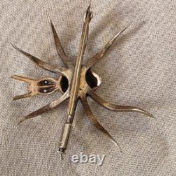 Antique vermeil silver and rhinestone spider brooch, circa 1900