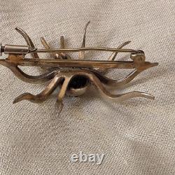 Antique vermeil silver and rhinestone spider brooch, circa 1900