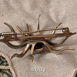 Antique vermeil silver and rhinestone spider brooch, circa 1900