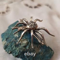 Antique vermeil silver and rhinestone spider brooch, circa 1900