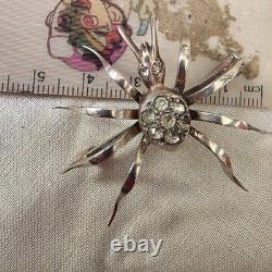 Antique vermeil silver and rhinestone spider brooch, circa 1900
