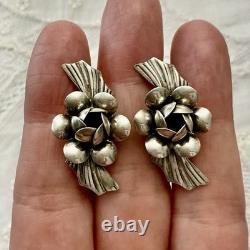 Art Deco 1930 Solid Silver, Antique Screw-Back Earrings