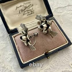 Art Deco 1930 Solid Silver, Antique Screw-Back Earrings