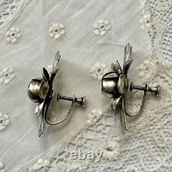 Art Deco 1930 Solid Silver, Antique Screw-Back Earrings