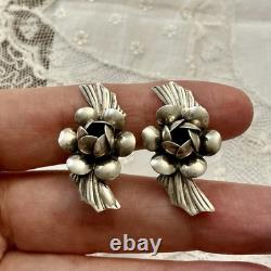 Art Deco 1930 Solid Silver, Antique Screw-Back Earrings