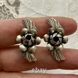 Art Deco 1930 Solid Silver, Antique Screw-Back Earrings
