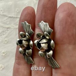 Art Deco 1930 Solid Silver, Antique Screw-Back Earrings