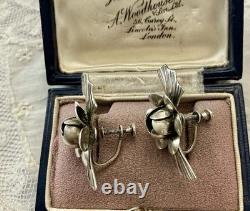 Art Deco 1930 Solid Silver, Antique Screw-Back Earrings