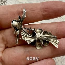 Art Deco 1930 Solid Silver, Antique Screw-Back Earrings