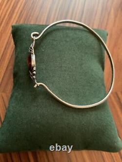 Art Deco AMBER, STERLING SILVER, BEAUTIFUL VINTAGE OPENING BRACELET, HALLMARK