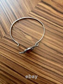 Art Deco AMBER, STERLING SILVER, BEAUTIFUL VINTAGE OPENING BRACELET, HALLMARK