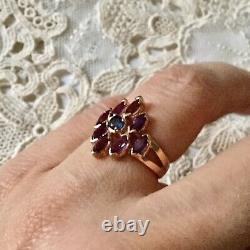 Art Deco Ancient 14k Gold Ring Pink, Silver Massif, True Amethyst Sapphire