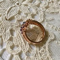 Art Deco Ancient 14k Gold Ring Pink, Silver Massif, True Amethyst Sapphire