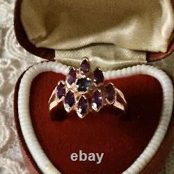 Art Deco Ancient 14k Gold Ring Pink, Silver Massif, True Amethyst Sapphire