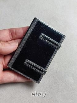 Art Deco - Antique 925 Silver Box Enamelled in Black and Set with Marcasites