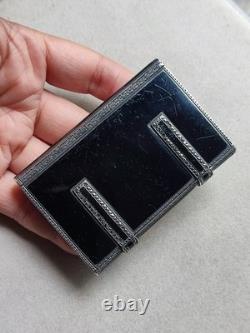Art Deco - Antique 925 Silver Box Enamelled in Black and Set with Marcasites