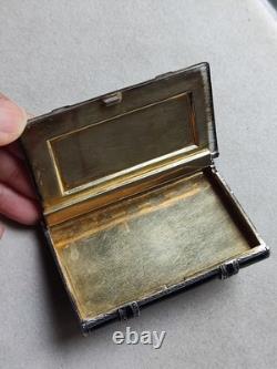 Art Deco - Antique 925 Silver Box Enamelled in Black and Set with Marcasites