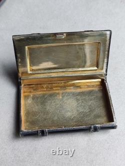 Art Deco - Antique 925 Silver Box Enamelled in Black and Set with Marcasites