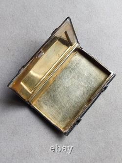 Art Deco - Antique 925 Silver Box Enamelled in Black and Set with Marcasites
