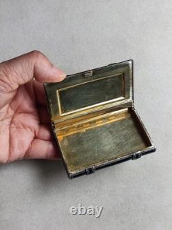 Art Deco - Antique 925 Silver Box Enamelled in Black and Set with Marcasites