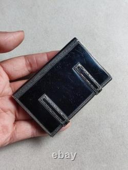 Art Deco - Antique 925 Silver Box Enamelled in Black and Set with Marcasites