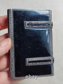 Art Deco - Antique 925 Silver Box Enamelled in Black and Set with Marcasites