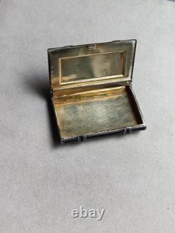 Art Deco - Antique 925 Silver Box Enamelled in Black and Set with Marcasites
