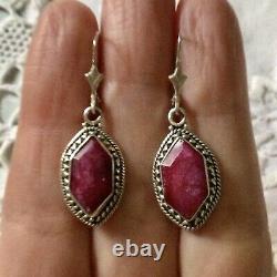 Art Deco Beautiful Earrings Old Ruby And Silver Massive Published