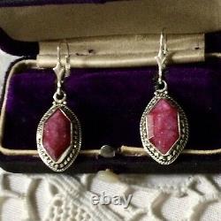 Art Deco Beautiful Earrings Old Ruby And Silver Massive Published