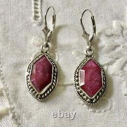 Art Deco Beautiful Earrings Old Ruby And Silver Massive Published