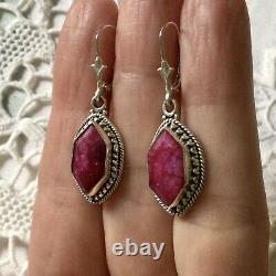 Art Deco Beautiful Earrings Old Ruby And Silver Massive Published