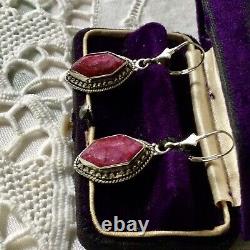 Art Deco Beautiful Earrings Old Ruby And Silver Massive Published